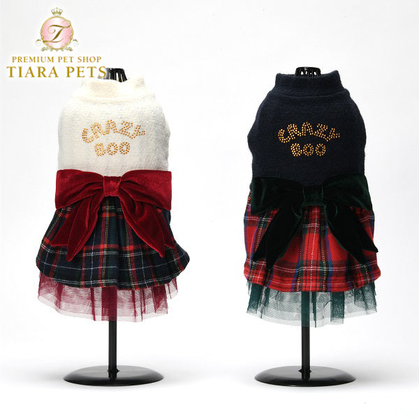 ♥︎︎オーダー♥︎︎ ハンドメイド 犬服 チェック×プチハート