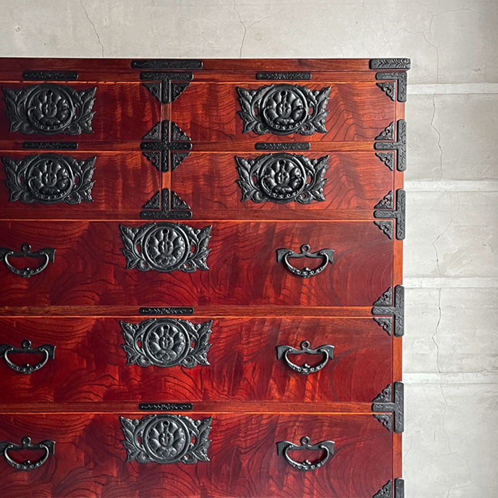 民芸調中古家具 岩谷堂タンス 三、五尺 上四ッ抽 整理箪笥 民芸調中古