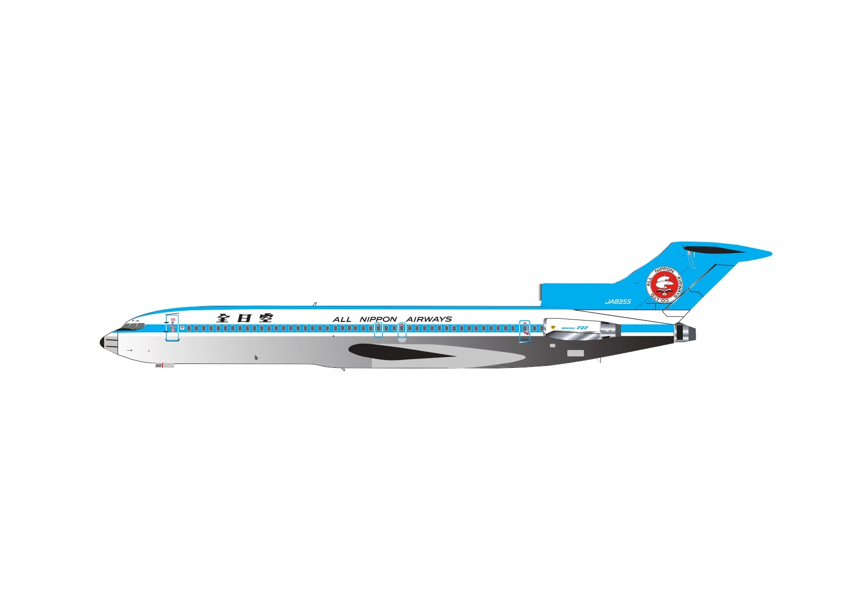 航空機・ヘリコプター 1/200 ANA B727-200 JA8355 航空機