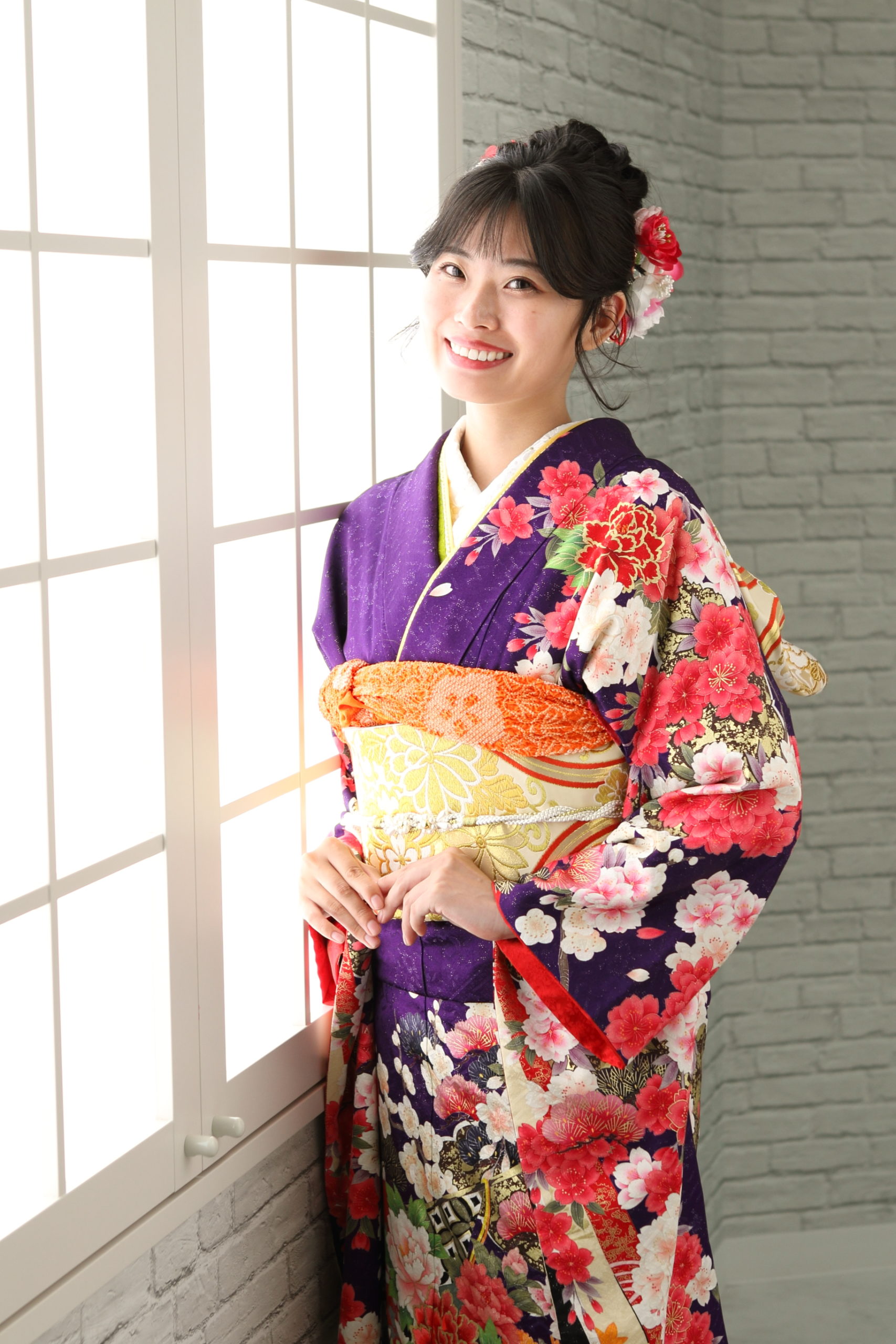 正絹】振袖 紫ラメ地 吉祥古典柄 （裄長） - まきやす - 豊川・豊橋・岡崎