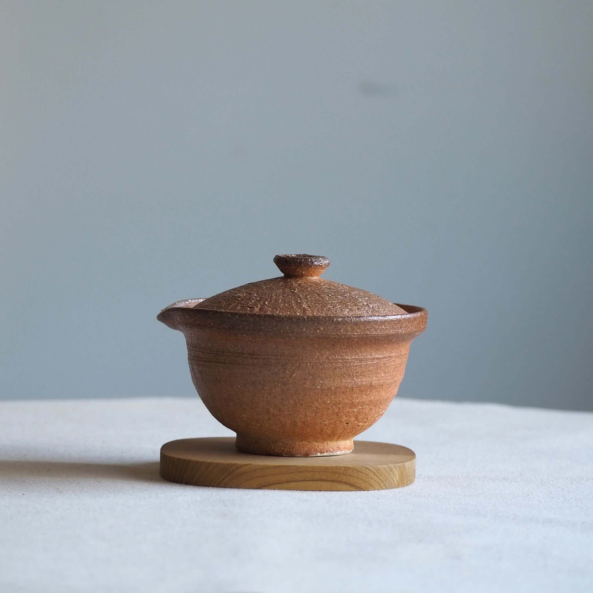 古い煎茶道具☆備前焼 在銘 陶印 手捻り宝瓶 急須 こぼし 窯