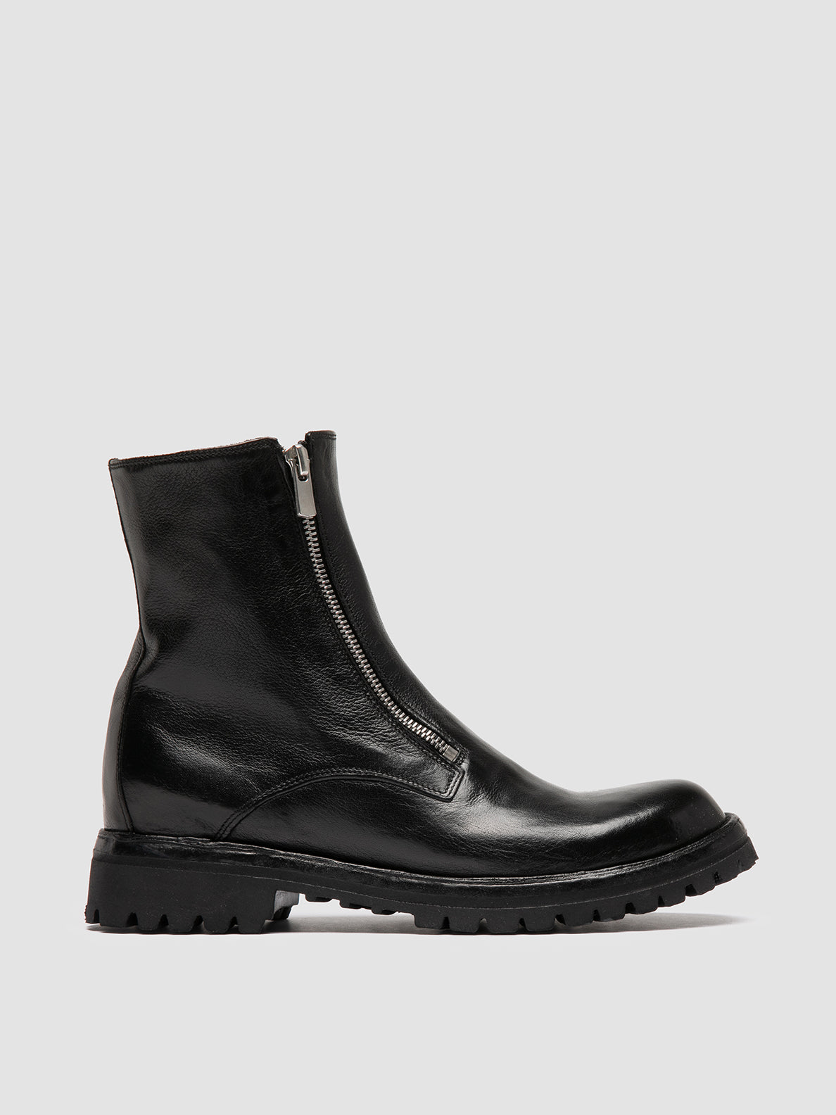 Womens Black Leather Zipped Boots: LORAINE 026 – Officine Creative