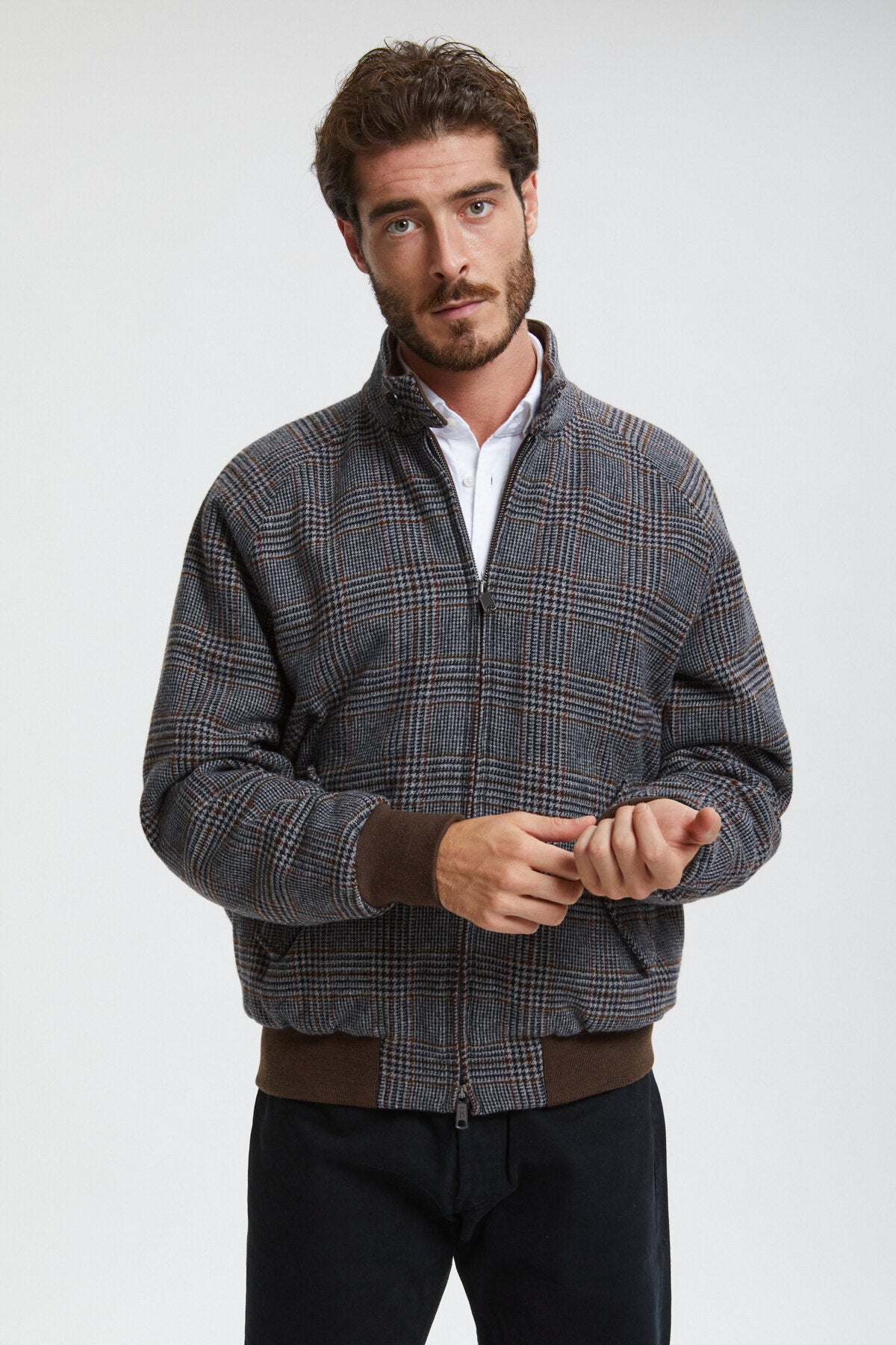 G9 English Wool Prince Of Wales Grey | Baracuta