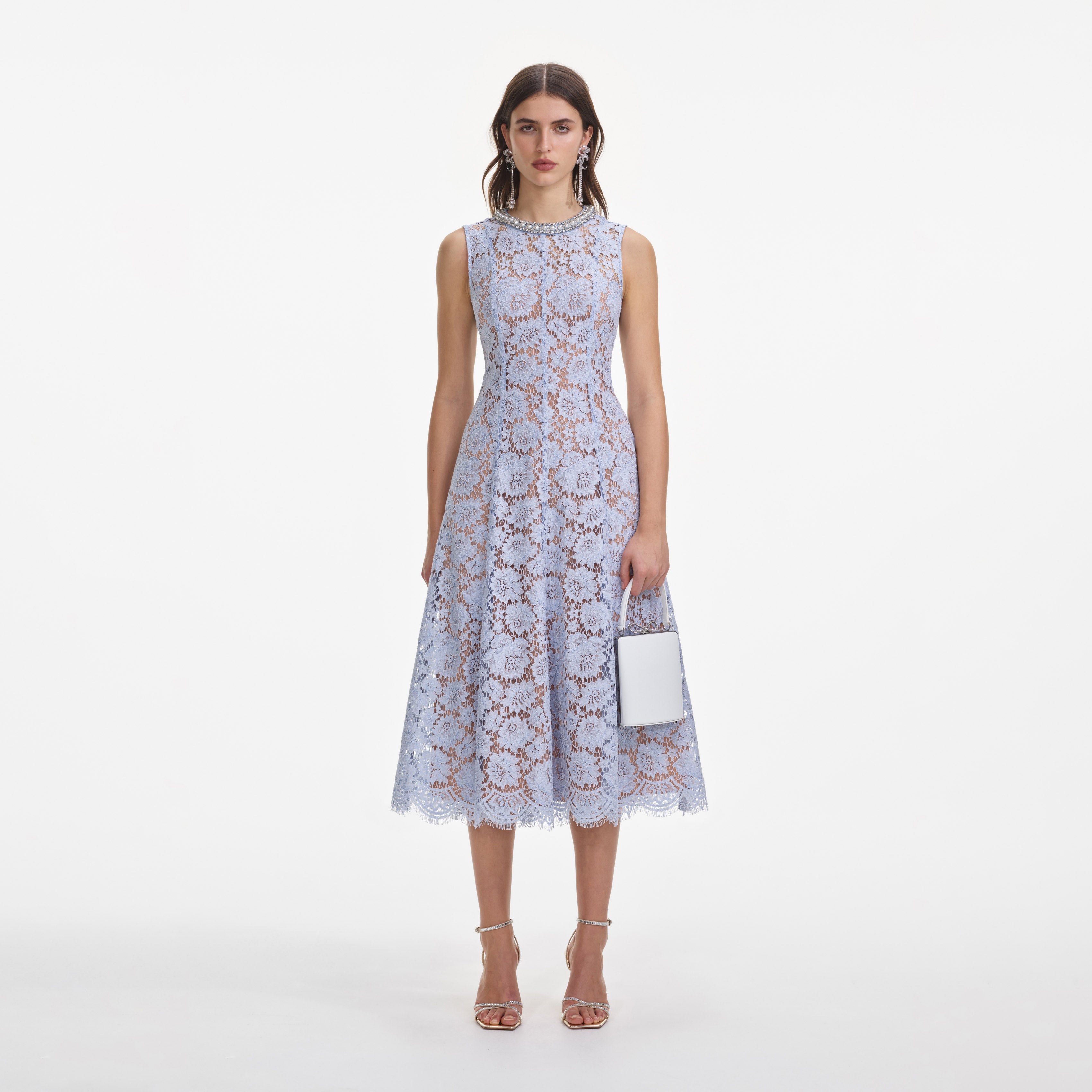 美品 セルフポートレイト Lace Pattern Midi Dress 最新 Self-Portrait