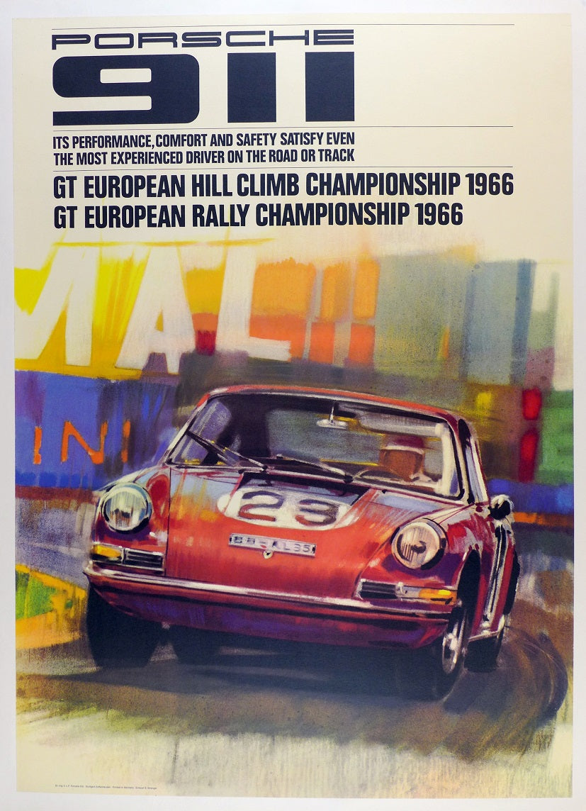 Porsche 911 Championship 1966 Poster ~ English – Vintage Auto Posters