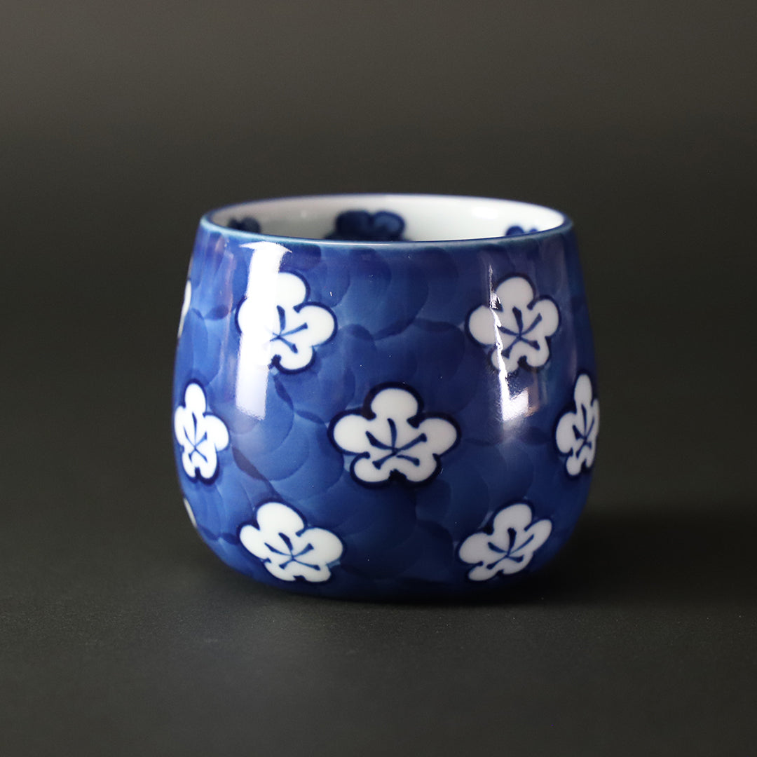 1808 源右衛門 染付丸紋濃 湯呑 9客 未使用 源右衛門 湯呑み 9個 1808