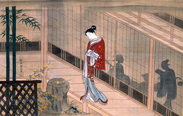 鈴木春信「縁先美人図」