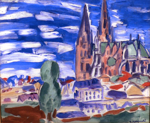 野口弥太郎/寺院のみえる風景