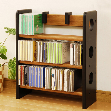 板厚タップリ重厚な高級家具テイストのお洒落な木製CDラック3段！送料