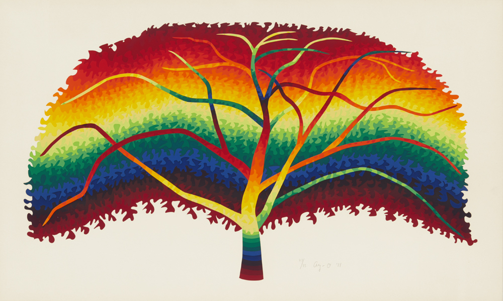 ay-o 靉嘔 1976 250部限定 花 アイオー 虹の画家 シルクスクリーン ay