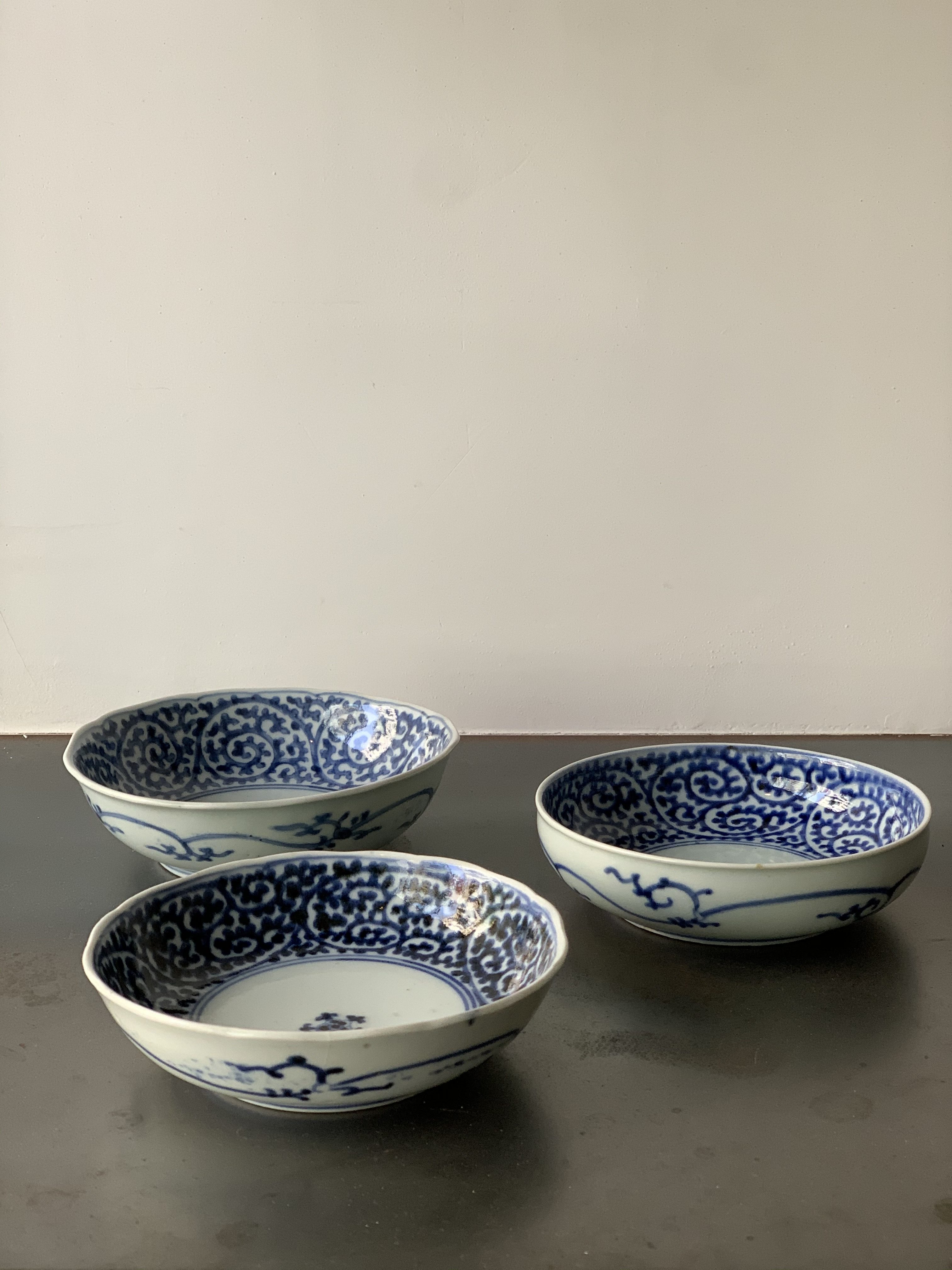 古伊万里染付蛸唐草文なます皿4枚 [B26416] 古伊万里染