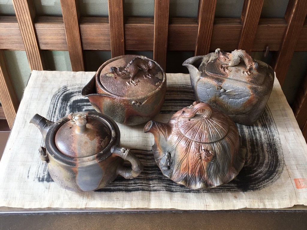 備前焼 森宝山作 宝山 手造宝瓶 急須 茶器揃い