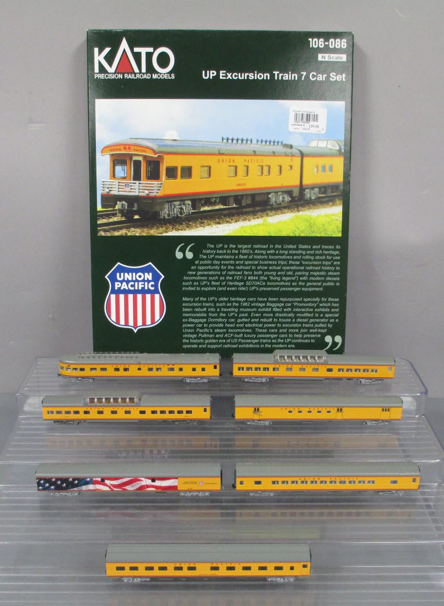 Kato 106-086 N Union Pacific Excursion Train Set (Set of 7) – Trainz