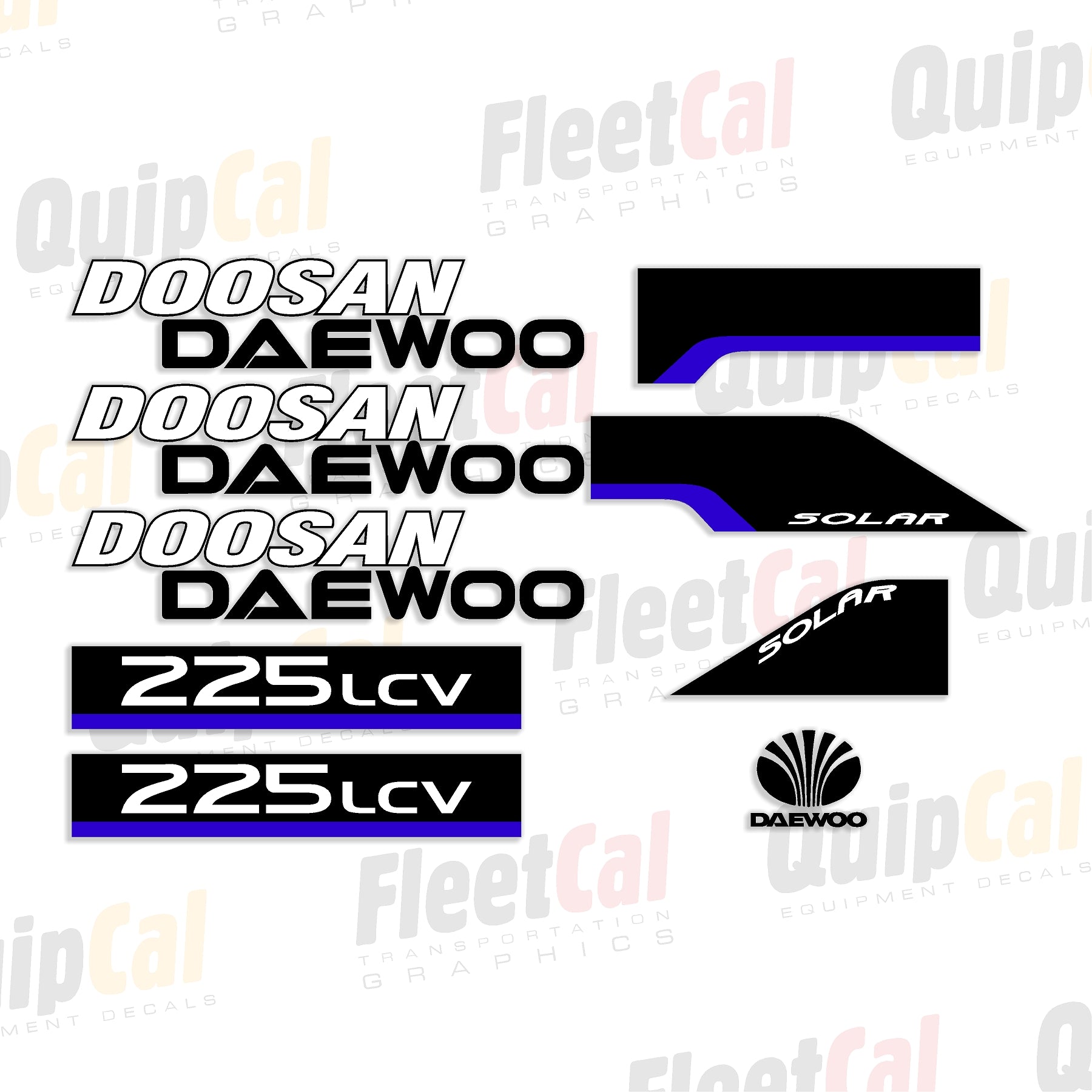 Doosan Daewoo 225LCV Excavator Marking Decal Set – Truck and
