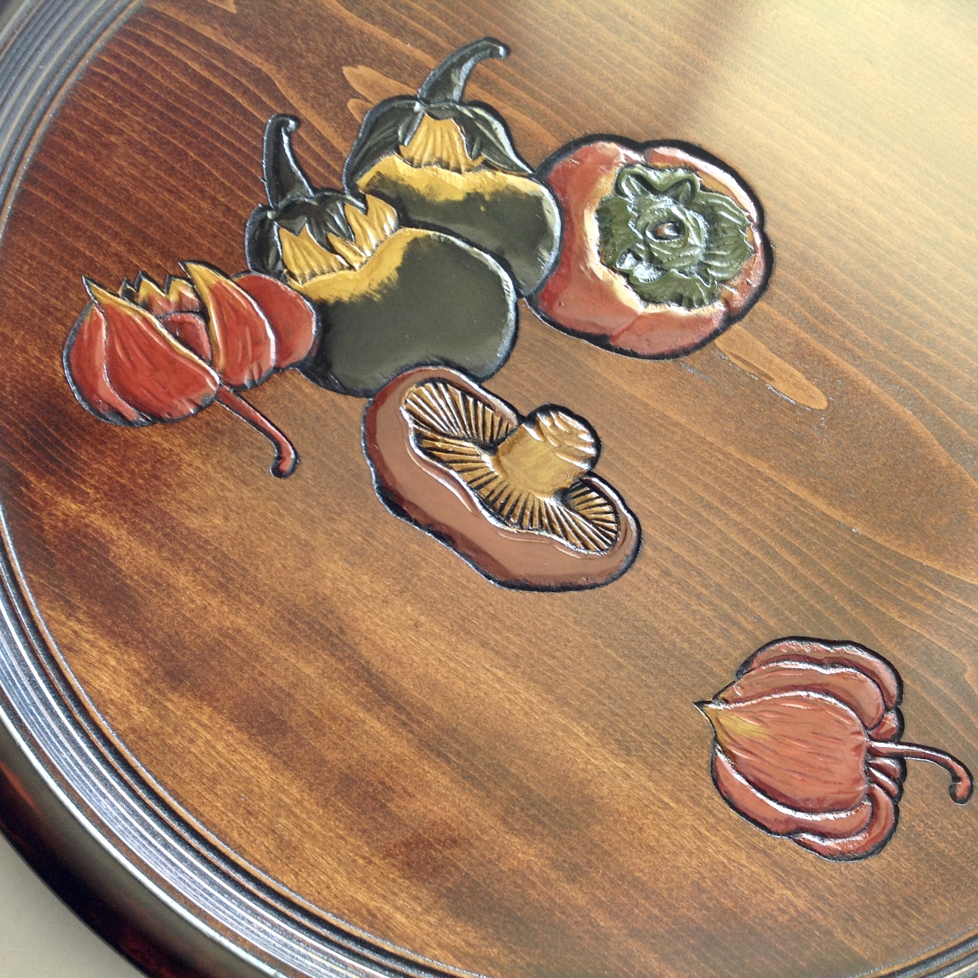 丸膳 尺3（39cm）野菜/果物 ｜ 岡山特産 烏城彫（うじょうぼり）～日本