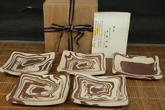 初代 双鶴 作 練込 皿 初代 双鶴 作 練込 皿 初代 双鶴 作 練込 皿