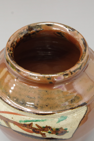 濱田庄司（人間国宝）柿釉赤絵花瓶 共箱 ｜益子焼販売 善五