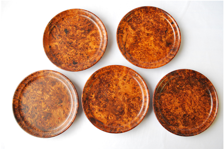 珍品 屋久杉 銘木 大型超極上泡瘤 極上光明 飾り皿 径約47cm