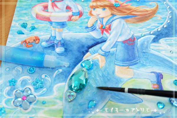 イラスト・絵画「3月のエイミー☆aquamarine」を描きました