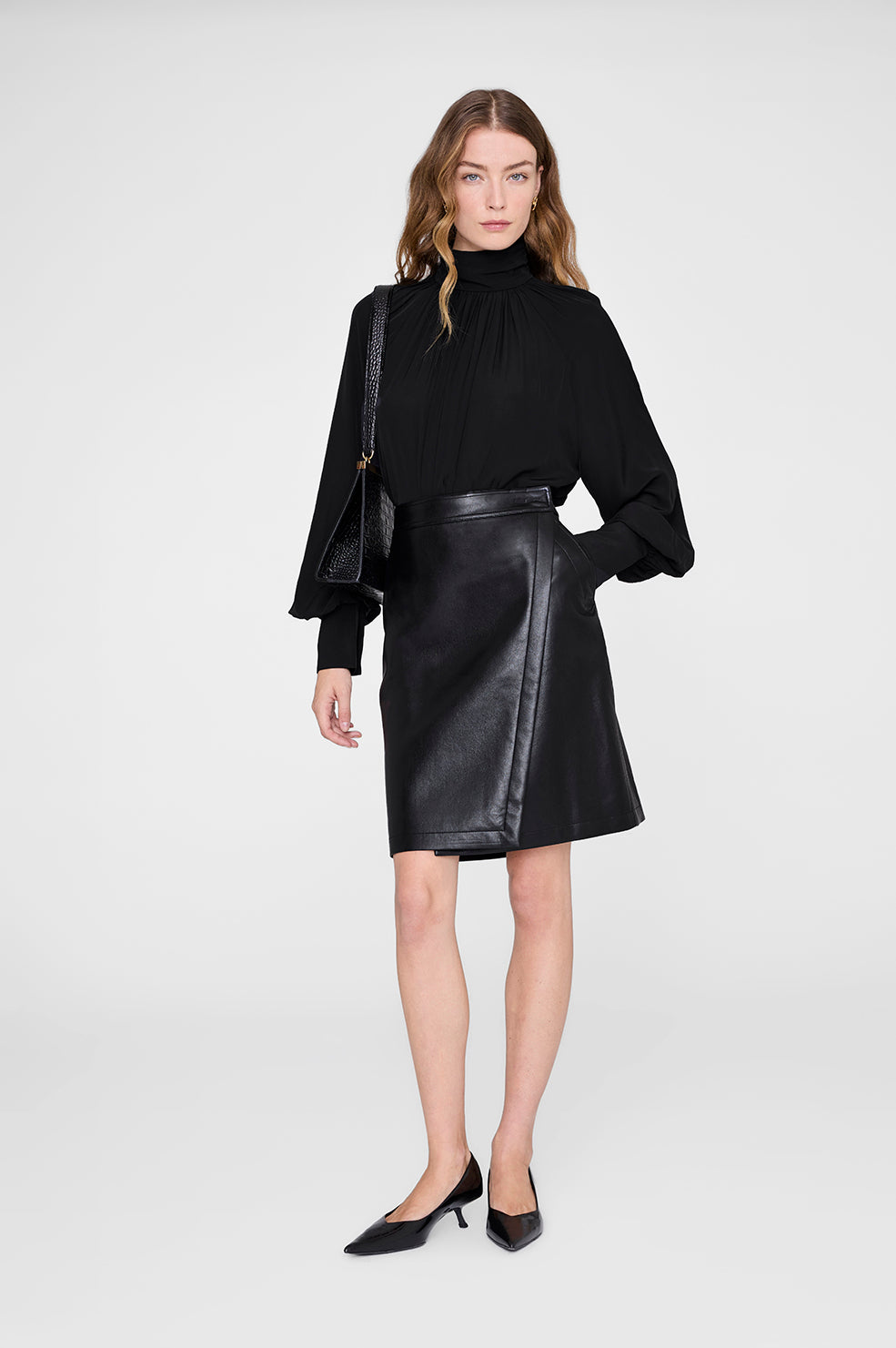 ANINE BING Alanis Skirt - Black Recycled Leather