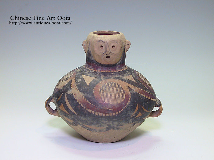 大彩陶 【中国彩陶双耳大壷 土器/出土品】紀元前五千年 【馬家文化