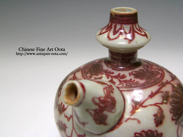 中国美術 釉裏紅 香合(A757) 中国美術 釉裏紅 香合(A757) 中国美術