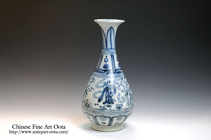 中国美術 青花釉裏紅 大花瓶 高さ45㎝ 木箱付 トヒカエ 東