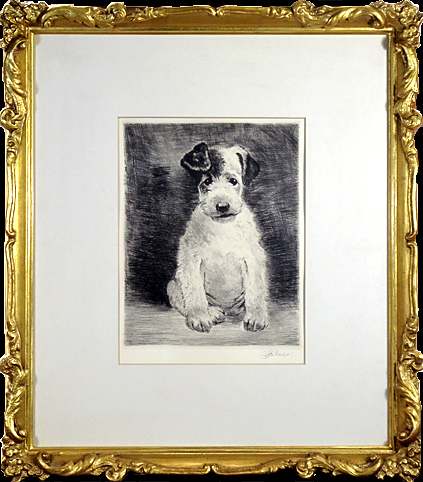 ヴィンテージ銅版画 Meyer Eberhardt 「3匹のテリア犬」 ヴィンテージ