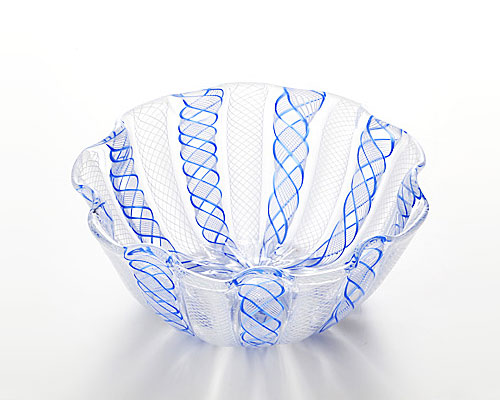 ベネチア ムラーノ バラリン工房 レースガラス ボウル ピンク グリーン