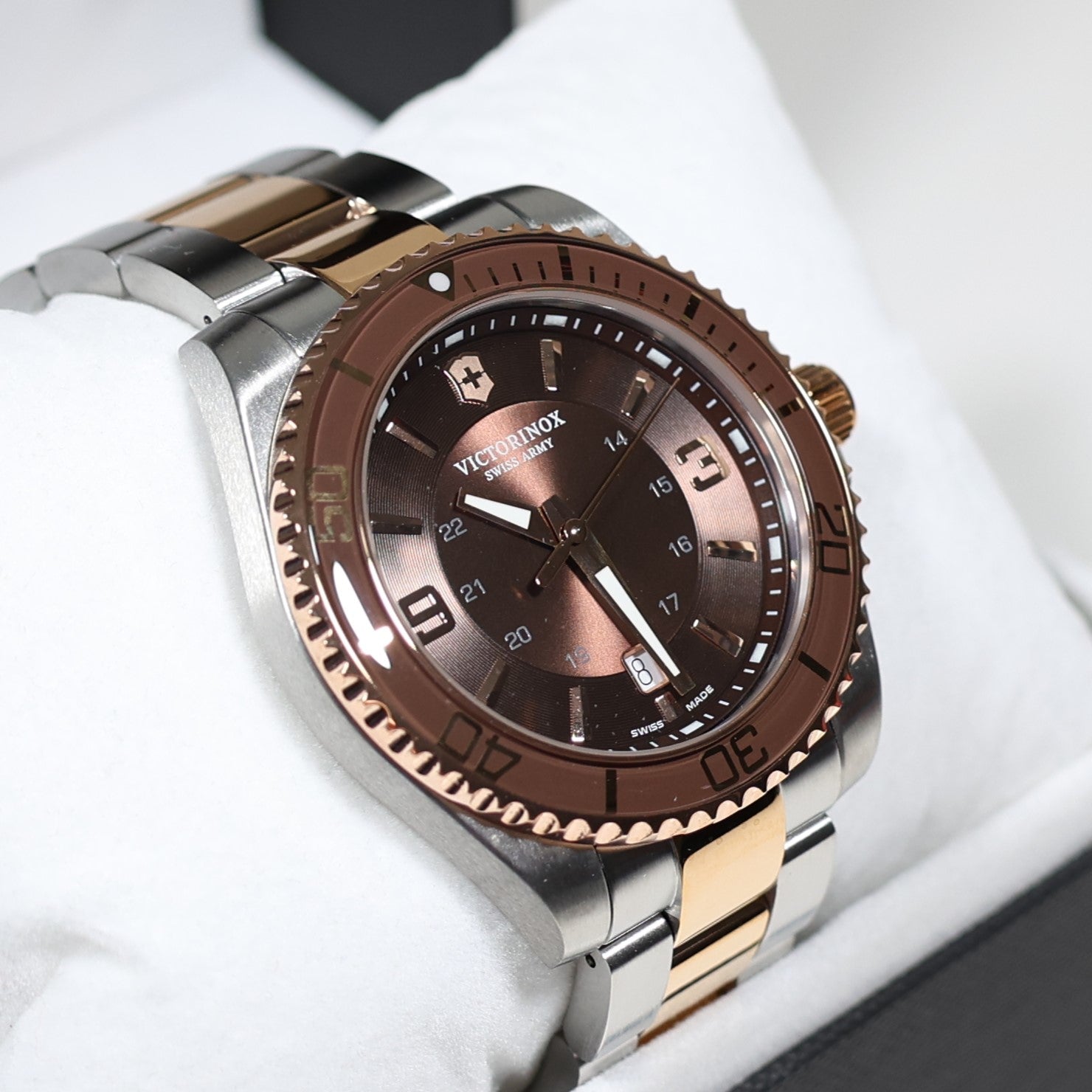 Victorinox Maverick Two Tone Rose Gold Brown Dial Men's Watch