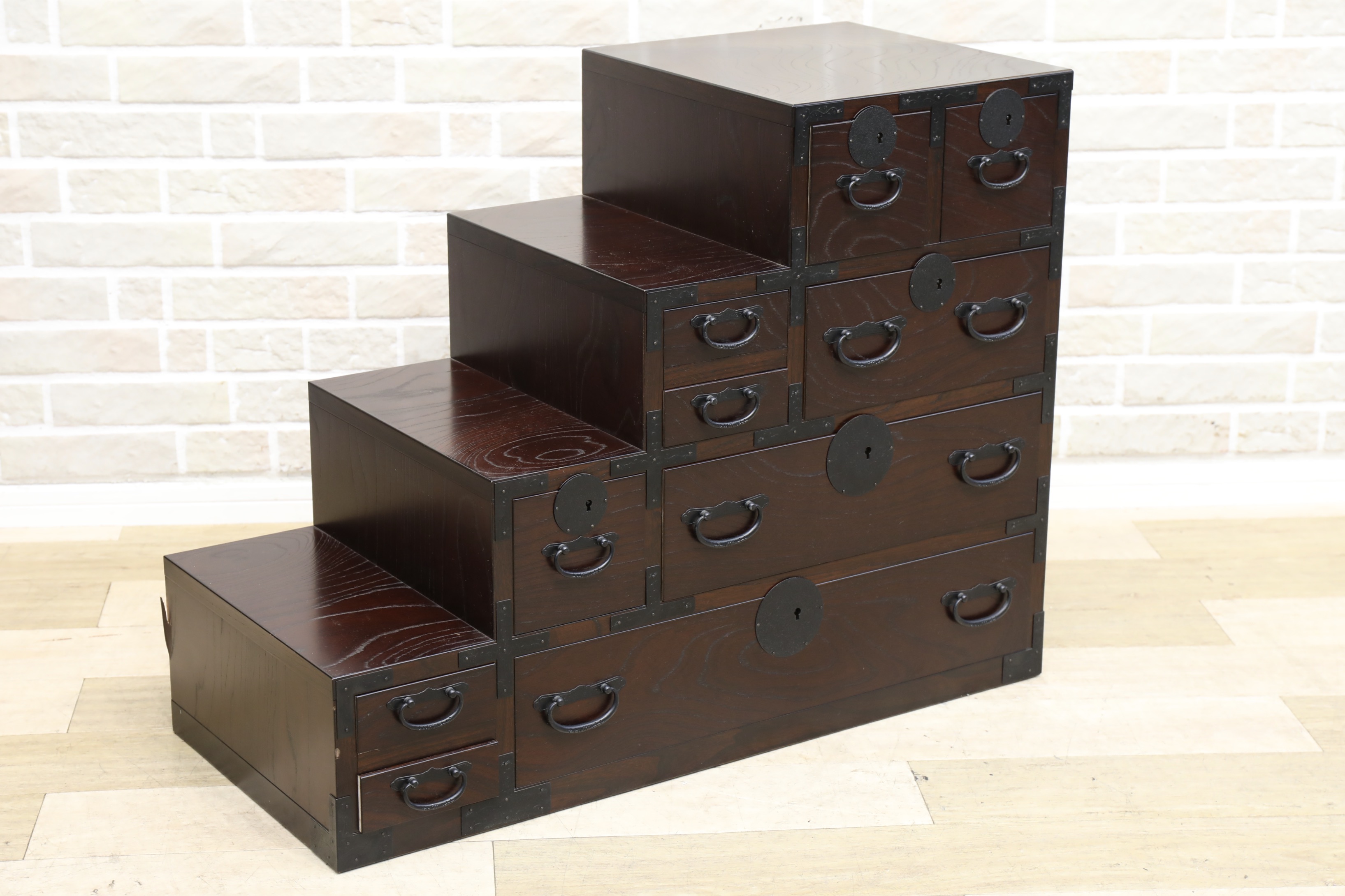 D1115】AOKI 青木産業 階段箪笥 ケヤキ 和家具 民芸家具 | サークル