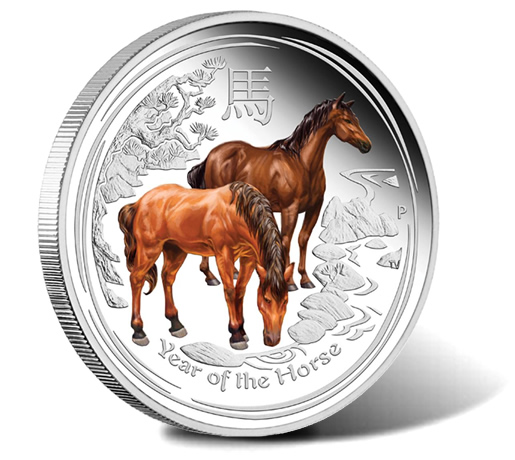 2014 Year of the Horse Coins in Colored, Gilded and Gemstone