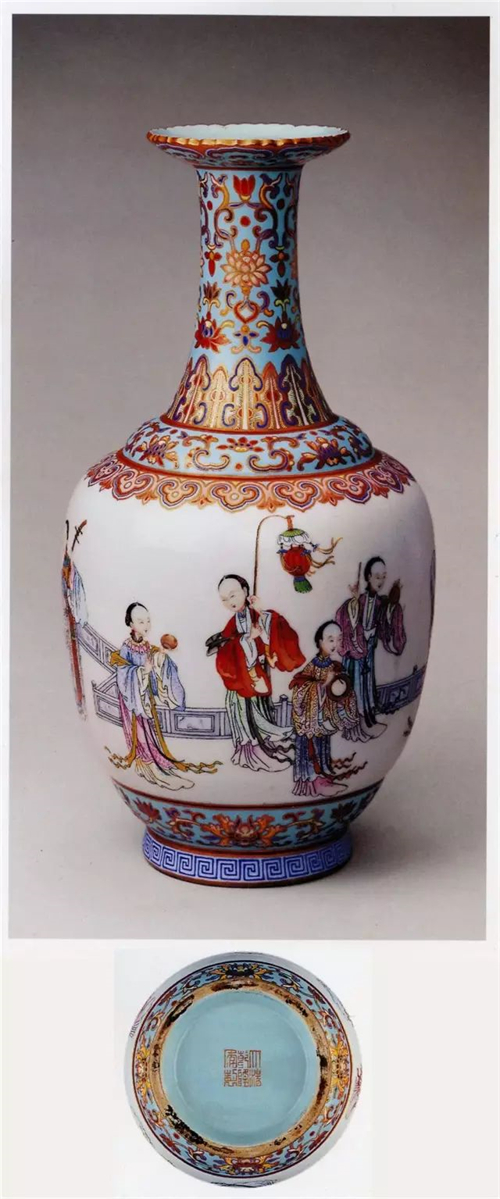 民国 粉彩仕女瓶 大清乾隆年制款 中国 古美術