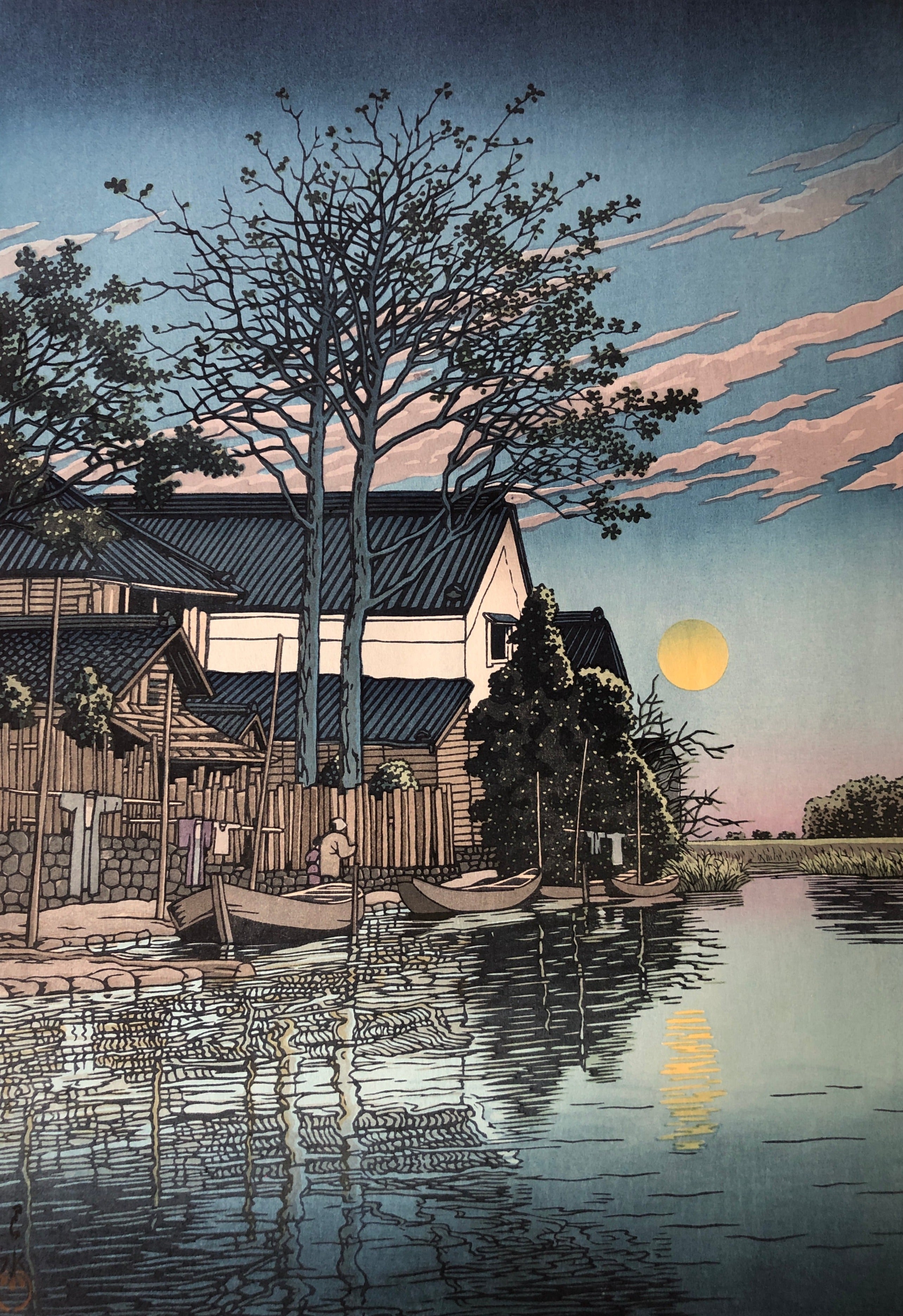 真作保証】川瀬巴水 潮来の夕 新版画 Kawase Hasui Shinhanga Japanese