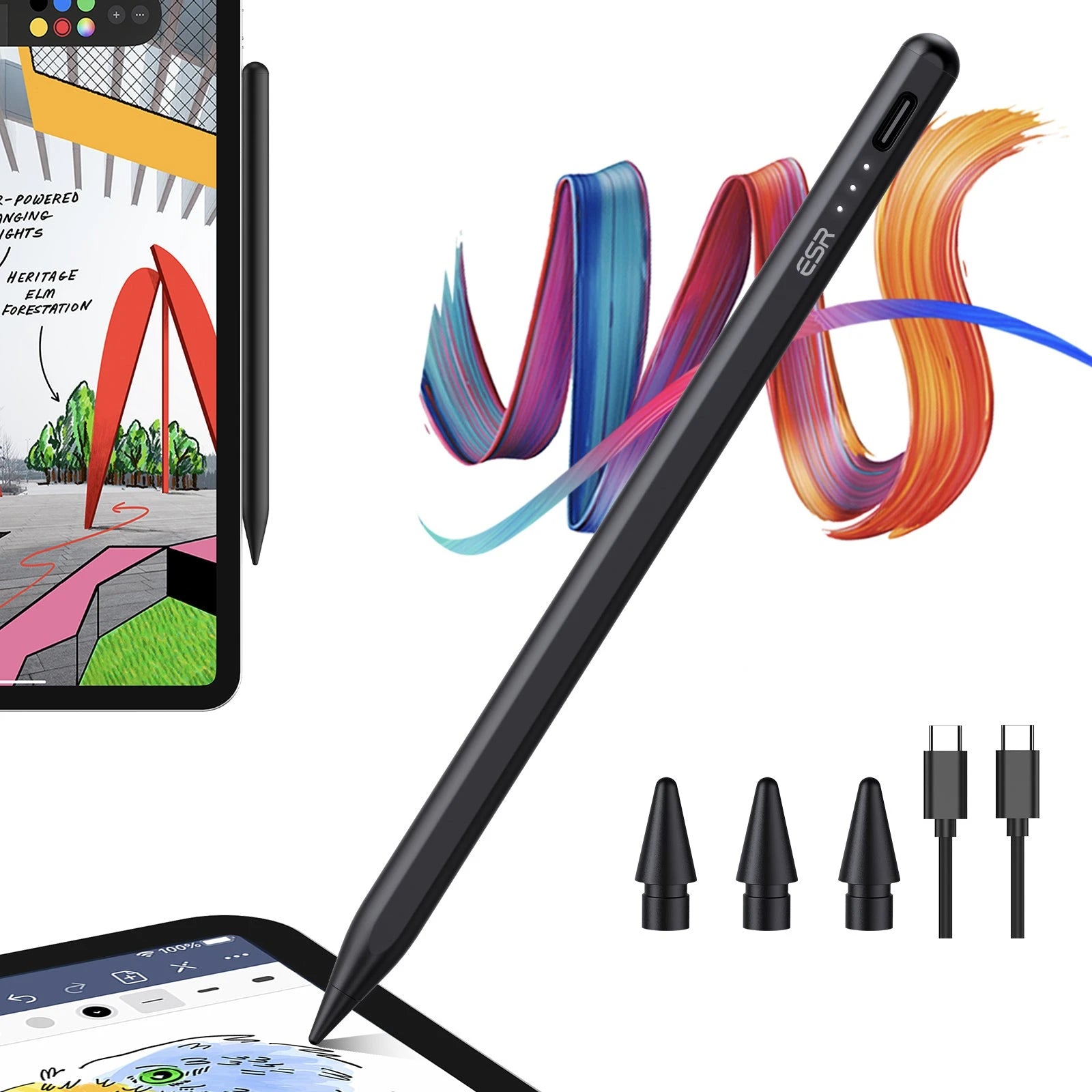 Dark Silver iPad Digital Pencil with Synthetic Resin Nib | ESR