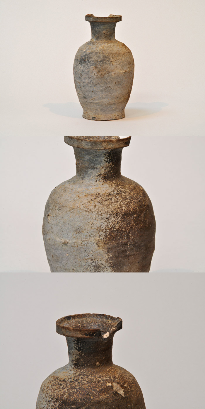 須恵器長頸瓶 発掘 考古 花生 花飾り 骨董古道具 須恵器長頸瓶 発掘