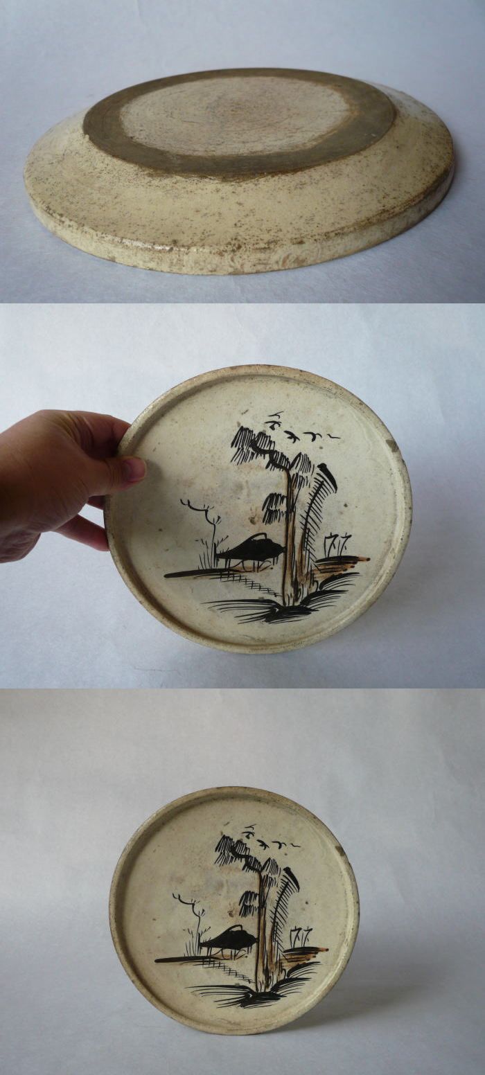 古瀬戸 大皿。石皿。骨董品。古美術。希少品。舊家藏出。江戸時代