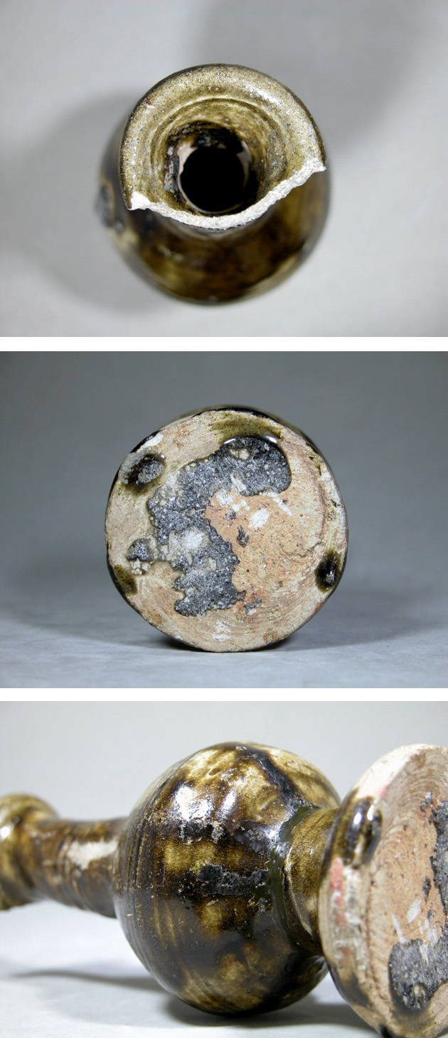 美濃 灰釉瓶 花入れ 江戸後期 古美術 古道具 アンティーク 美濃 灰釉瓶