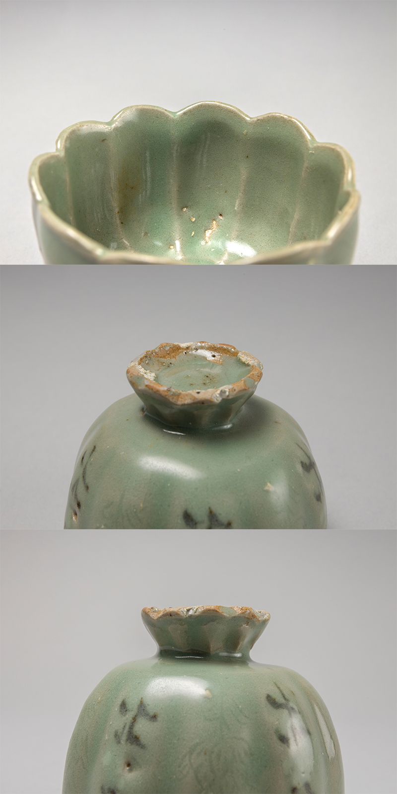 古美術 吉戸 - 高麗青磁白黒象嵌輪花杯 | 古美術品専門サイト fufufufu.com