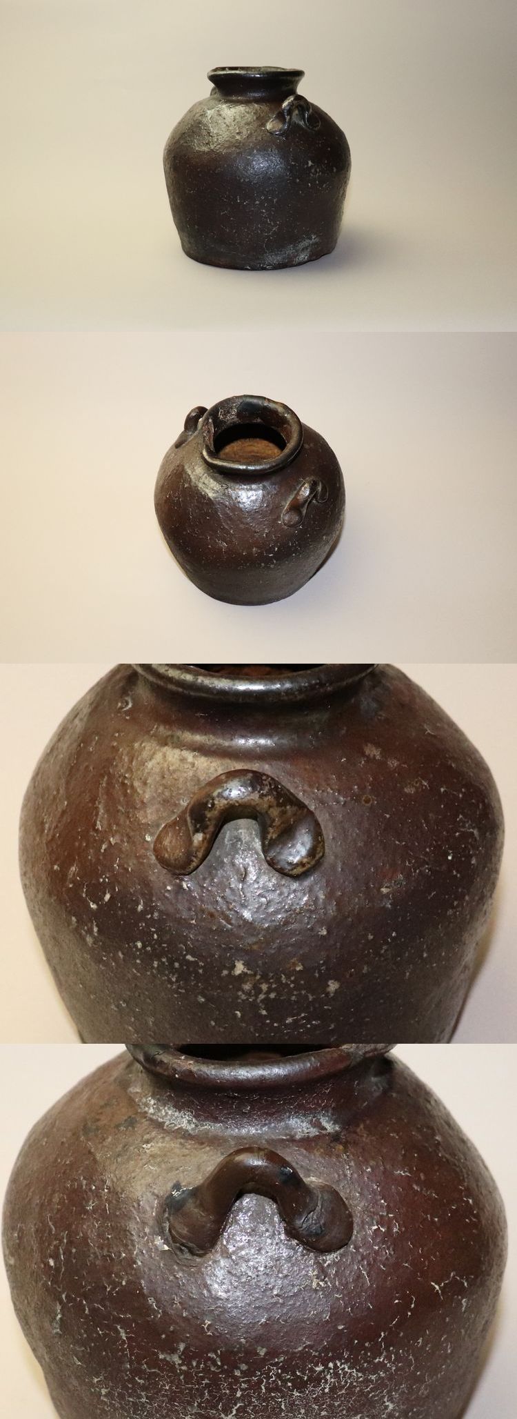 花器 古越前 お歯黒壺 蹲 室町 桃山 茶道 茶道具 茶花 華道 骨董 古