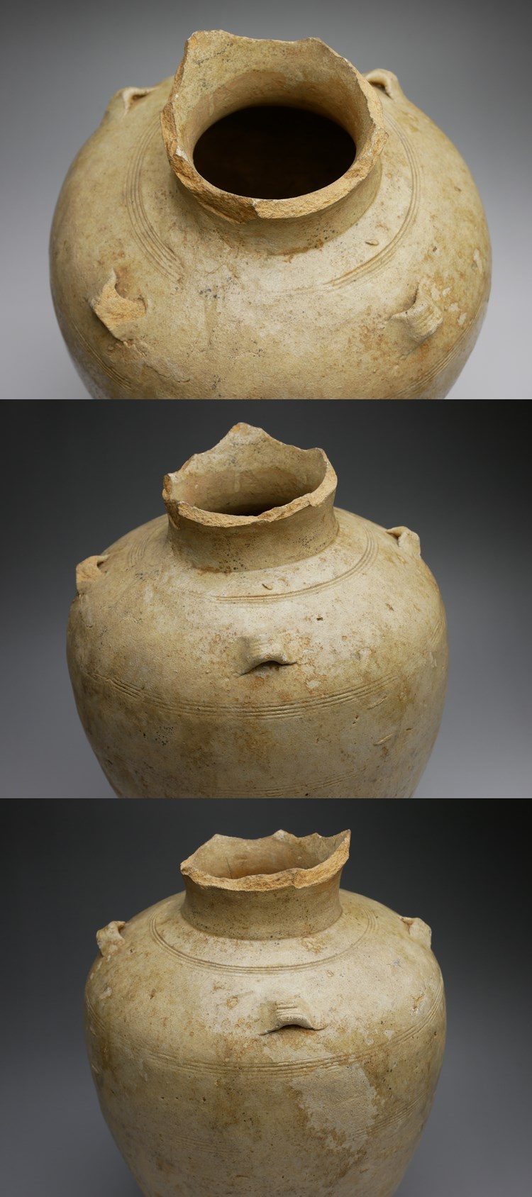 瀬戸焼古瀬戸四耳壷葉茶壷木製蓋付高さ約42cmCR6312F