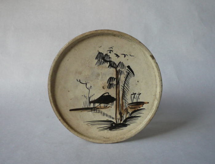 古瀬戸絵皿 行灯皿 手描き江戸骨董 古美術品 旧家蔵出し コレクター