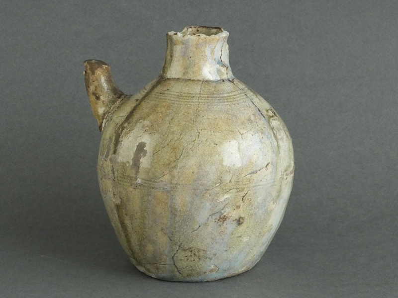 骨董瀬戸美濃灰釉蓋物