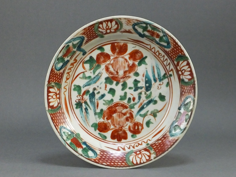 ◇243◇呉須赤絵 時代 ぐい呑み 牡丹 骨董 ◇243◇呉須赤絵 時代