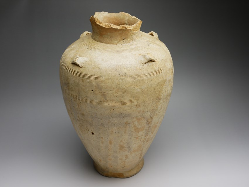 花瓶□古黄瀬戸 古い時代物の耳付瓶 涙痕壷 古壷