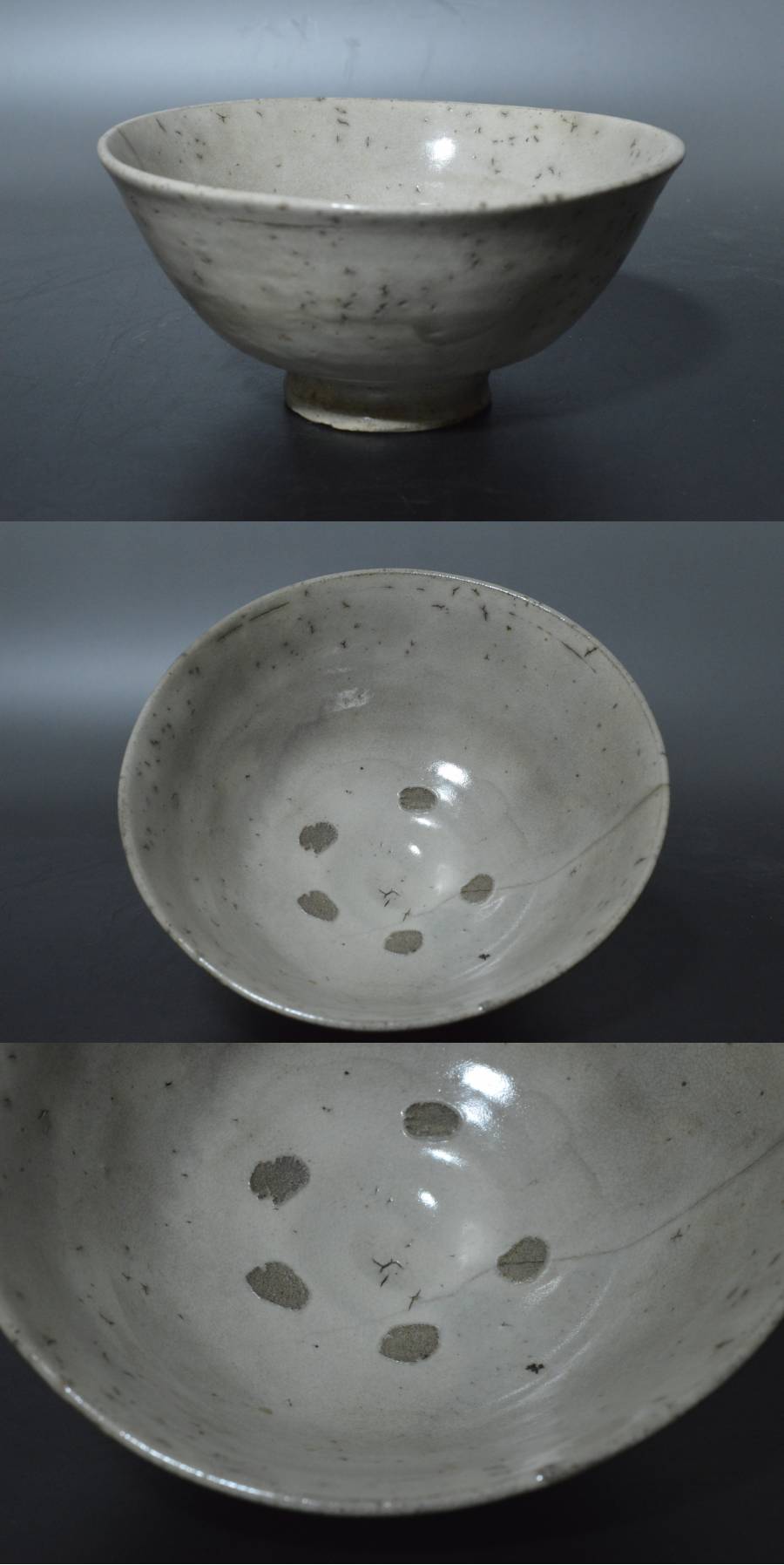 茶碗□李朝 白釉 古茶碗 砂高台 お茶道具 ぐい呑み 古玩 唐