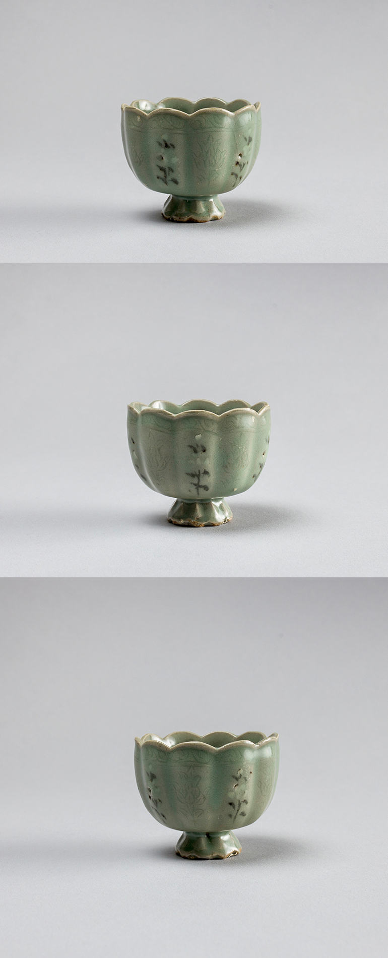 古美術 吉戸 - 高麗青磁白黒象嵌輪花杯 | 古美術品専門サイト fufufufu.com