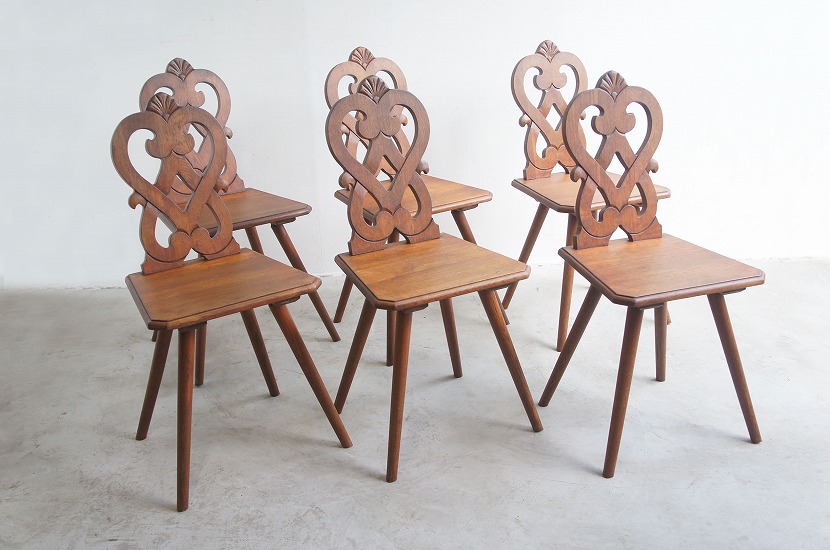 ①1920年代 フランス アンティーク＊ アルザスチェア レリーフ 彫刻