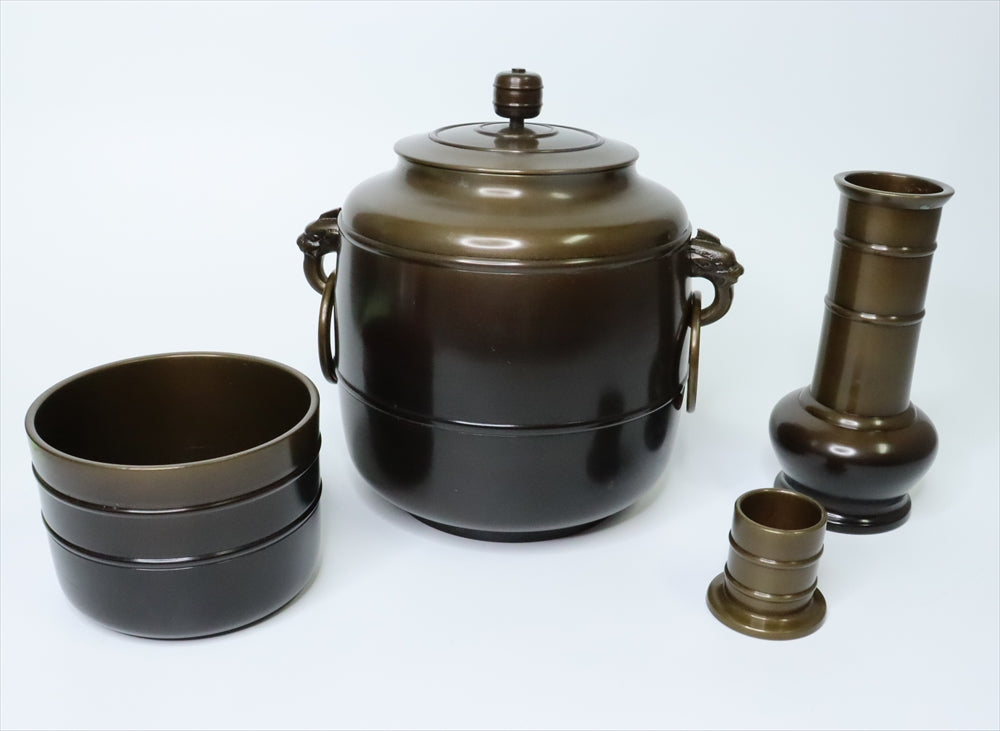 釜師 金森浄栄 万代屋釜 鉄釜 釜鐶付 在銘 浄栄 共箱 茶道具 (R2189wY)