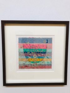 大場正男 版画 「夜明けのうた」【額縁あり】Masao Ohba 大場正男 版画